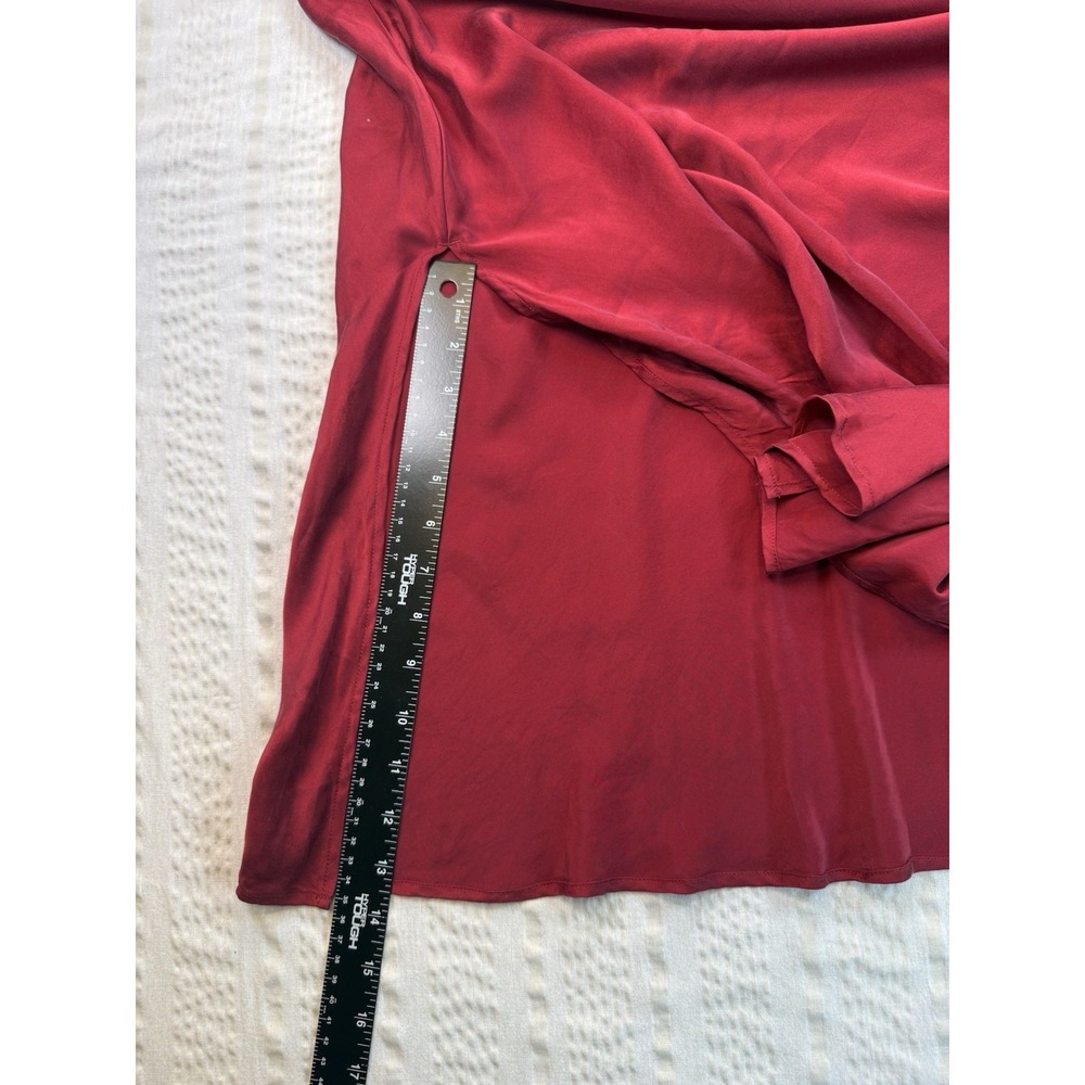 Nordstrom 100% Silk Red Slip Dress Maxi Backless Tie Size Large - Picture 7 of 7